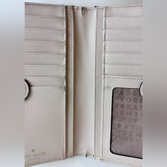 KATE SPADE White Saffiano Leather Bifold Zip/Snap Womens Wallet - Picture 3 of 4